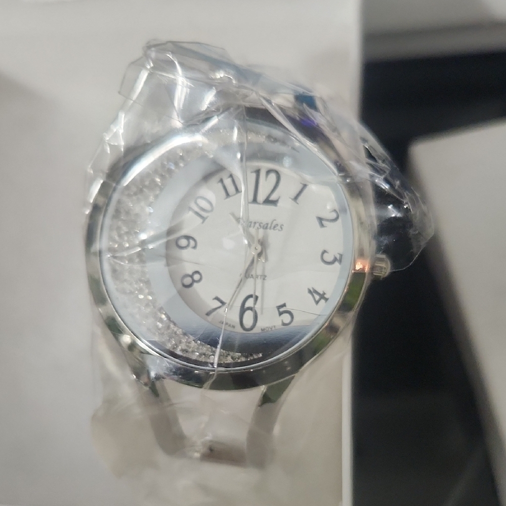Versales Silver Watch with Crystal Accents